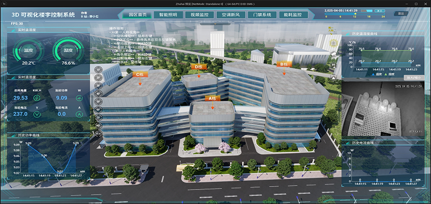 楼宇3D可视化管控平台界面